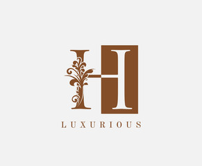 H Letter Classic Vintage Logo. Luxury H Swirl Square Logo Icon