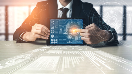 Data Analysis for Business and Finance Concept. Graphic interface showing future computer...