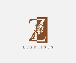 Z Letter Classic Vintage Logo. Luxury Z Swirl Square Logo Icon