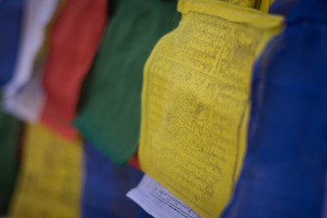 tibetan flags in the streets of Kathmandu, Nepal