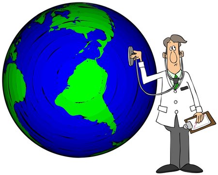 doctor examining blue and green earth clip art preview