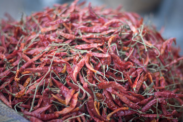 Fototapeta premium spicy chillys in a street market in Asia
