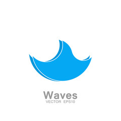 Fototapeta na wymiar Wave logo design, vector flat icon, isolated on white background.
