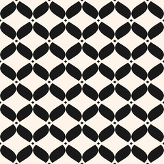 Naklejka premium Ornamental mesh seamless pattern. Abstract graphic black and white background with wavy shapes, delicate curved grid, lattice, weave, net. Luxury oriental texture. Decorative design. - Stock vector