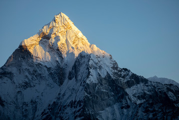 Nepalese summit at sunset, Everest Region, Nepal