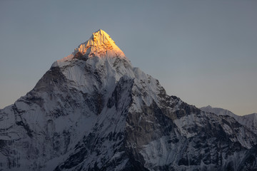 Nepalese summit at sunset, Everest Region, Nepal
