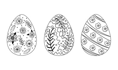 easter egg coloring with floral pattern. Vector illustration isolated on white background for design postcards.
