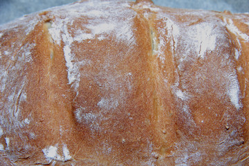 Ready-made food. Home-made bread with a crisp wheat crust.