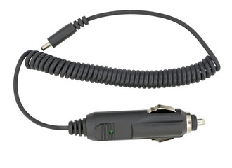 Black car adapter is isolated on a white
