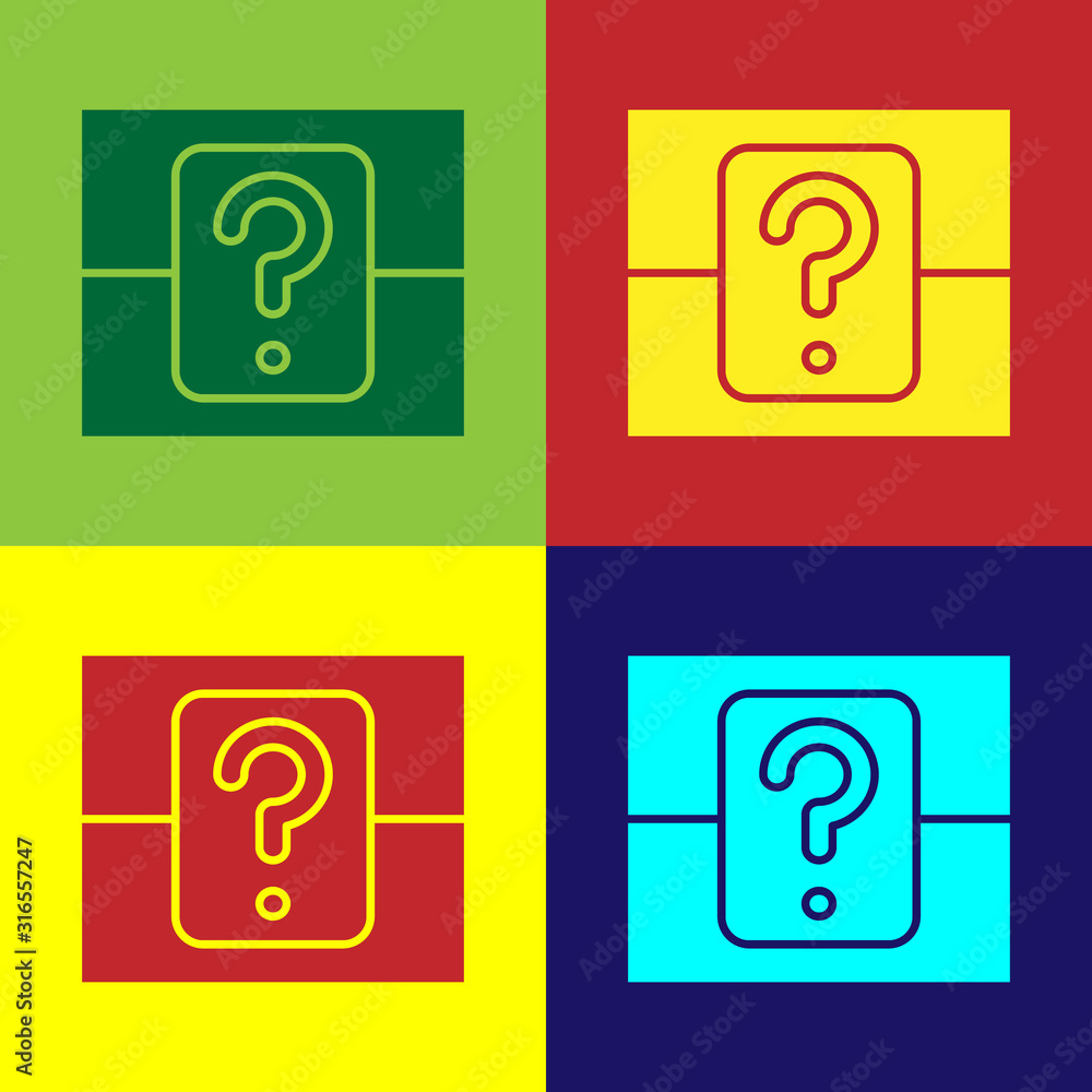 Poster color mystery box or random loot box for games icon isolated on color background. question box. vect