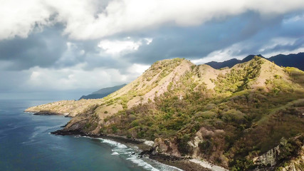 Fototapeta na wymiar Koka Beach - Drone shot of a coastal line of Flores