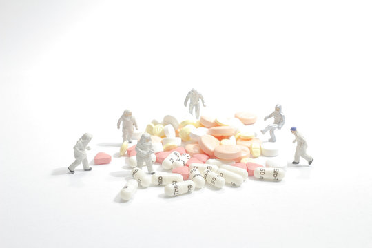 a mini figure concept health emergen with pills