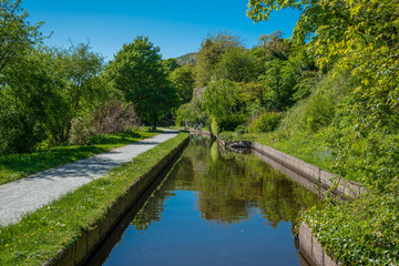 Fototapeta na wymiar Scenic canal view of the Llangollen Canal near Llangollen, Wales,UK