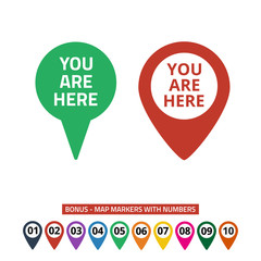 Marker location icon with you are here text.