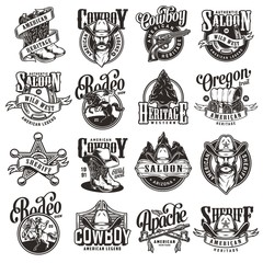 Vintage wild west emblems collection - obrazy, fototapety, plakaty