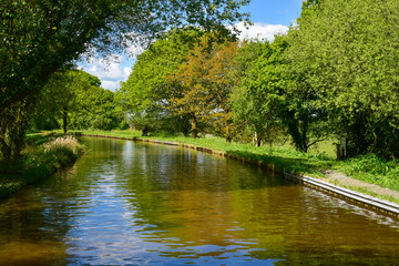 Fototapeta na wymiar Scenic canal view of the Llangollen Canal near Bettisfield, Wales,UK