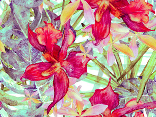 Orchid Seamless Pattern.