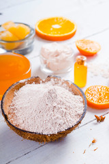 orange spa on white wooden