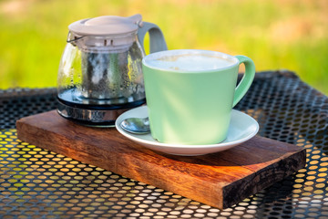 Cappuccino and Tea at Outdoor Balcony