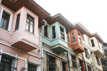 Ancient traditional apartment buildings in the Balat district of Istanbul in Turkey. The houses in this area were built in the 15-18 centuries, not later.