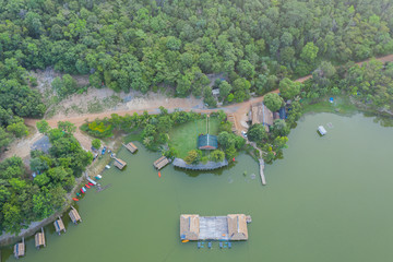 Naklejka premium Hoob khow wong reservoir (Pang ung suphan) a new tourist attraction of Suphan Buri, Thailand. 