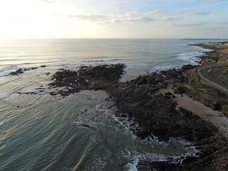 Cote rocheuse de l'Anse du vieux Moulin vue du ciel