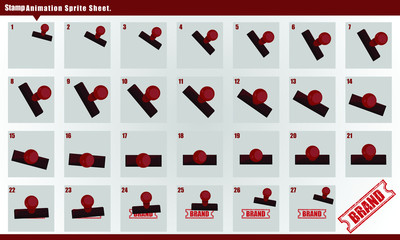 Brand Stamp, With animation. Stamp Animation Sprite Sheet Vector illustration.