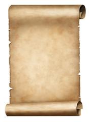 old parchment or papyrus scroll isolated on white