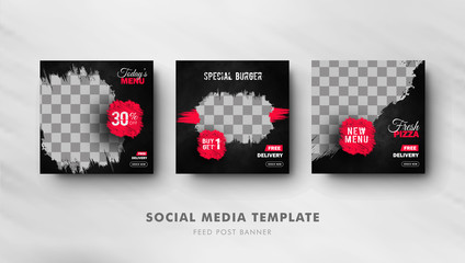 Red Black Social Media Feed Post Banner Template For Fashion Sale With Splash Style Background