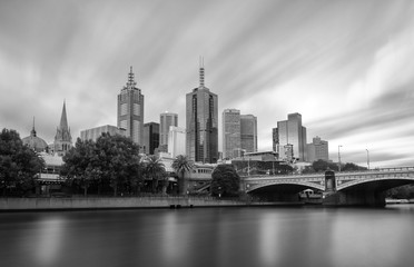 Melbourne Skyline zwart-wit