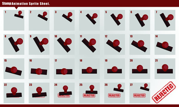 Rejected Stamp, With animation. Stamp Animation Sprite Sheet Vector illustration.
