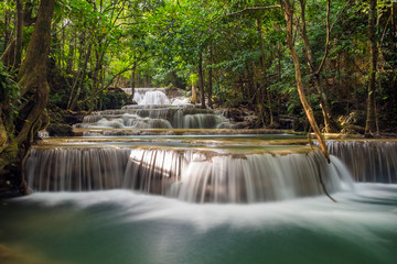 The beautiful waterfall in deep forest during rainy season at Phu Hin Rong Kla National Park, Thailand