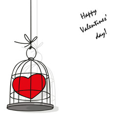 Big red heart in a cage