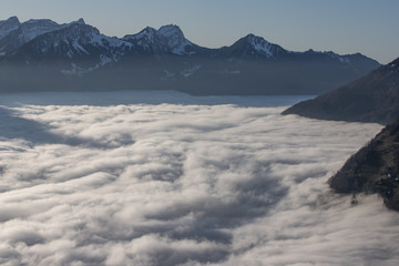Thermal inversion in the Alps, Switzerland, Europe