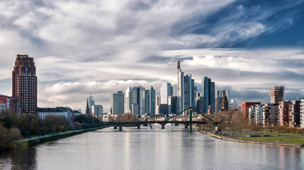 Fototapeta na wymiar Big clouds over the skyline of Frankfurt