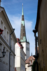 spike of St Olaf (Oleviste) Church . Tallinn, Estonia