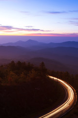 Beautiful mountain road at dawn.