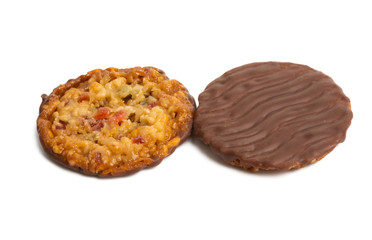 chocolate cookies with muesli isolated