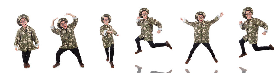 Obraz premium Funny soldier isolated on the white