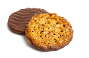chocolate cookies with muesli isolated