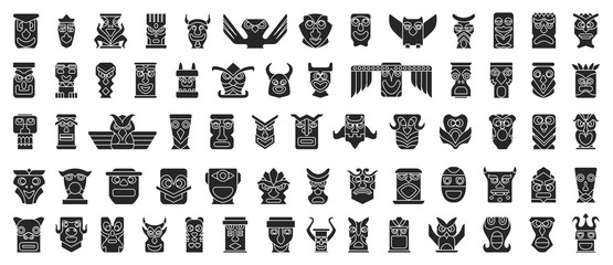 Native totem vector black set icon.Vector illustration animal mask on white background.Isolated set icon native totem. - obrazy, fototapety, plakaty