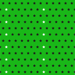 seamless pattern with white and black stars on green background