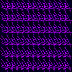 Braided geometric pattern of wire and violet arrows on a black background.