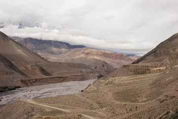 Naklejka premium Dry river coming from Mustang, Nepal.
