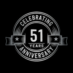 51 years anniversary celebration logotype. Vector and illustration.