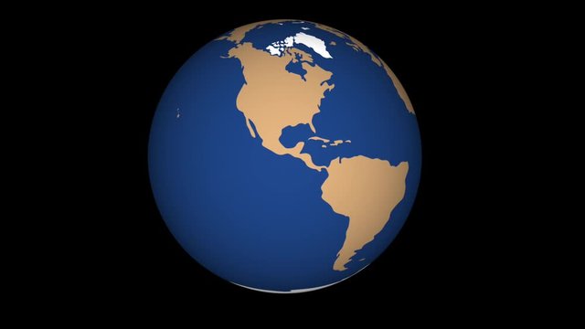 Space view of the planet Earth in cartoon style render. Illustration earth animation spinning. 1080, FHD