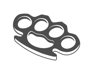 Brass Knuckles monochrome icon. element for gansters or mafia vintage logo design, isolated on white background with shadow, vectorPrint