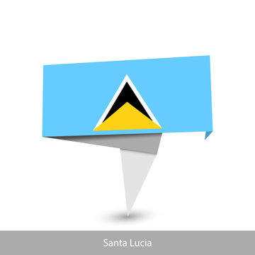 Santa Lucia Country flag. Paper origami banner