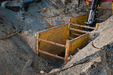 Keeping workers safe during trenching and excavation with safety equipment - 316569860