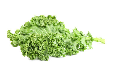 Obraz premium Fresh green kale leaf isolated on white